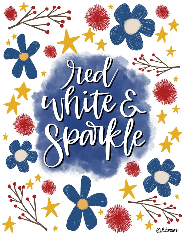 Art Print: Red White And Sparkle