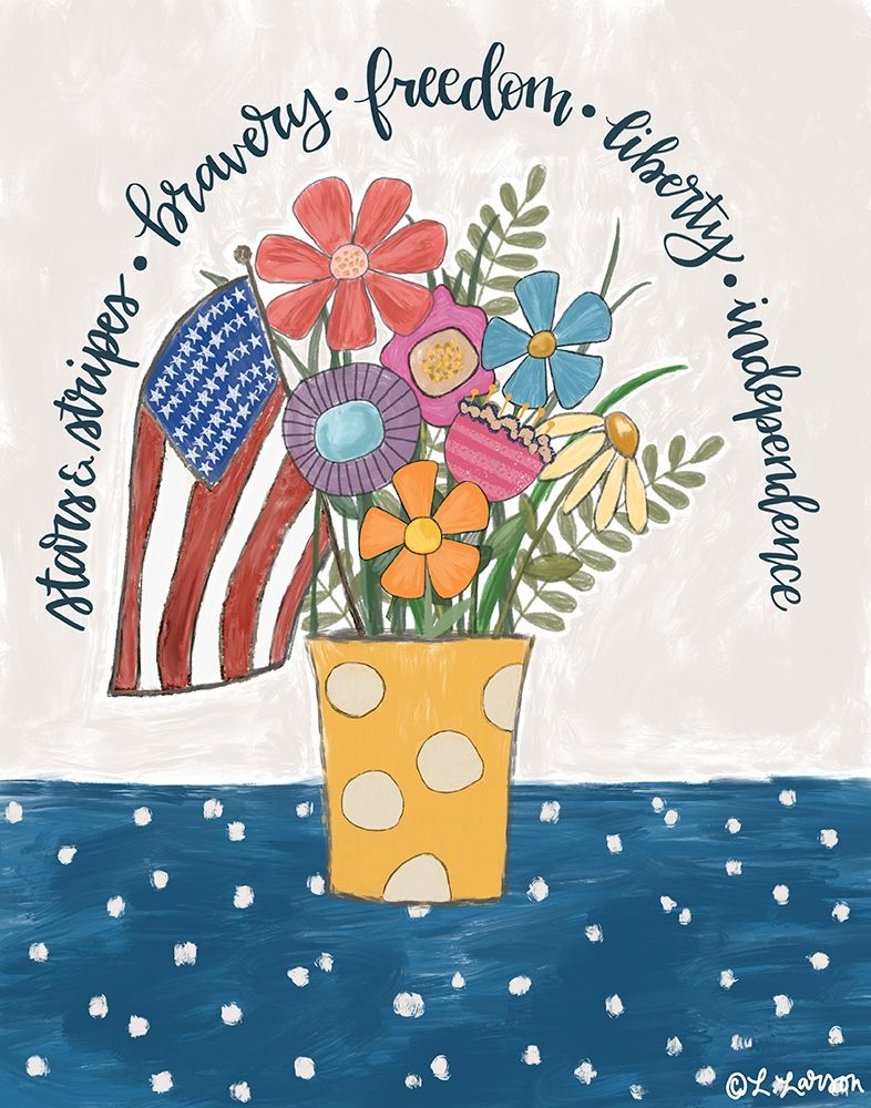 Art Print: Patriotic Flower Pot