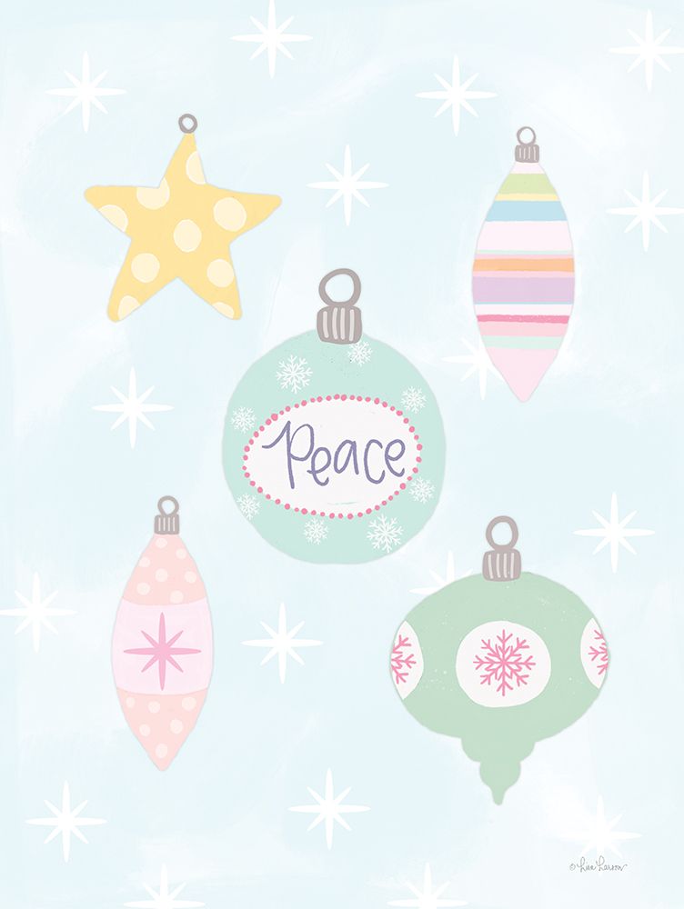 Art Print: Pastel Christmas Ornaments