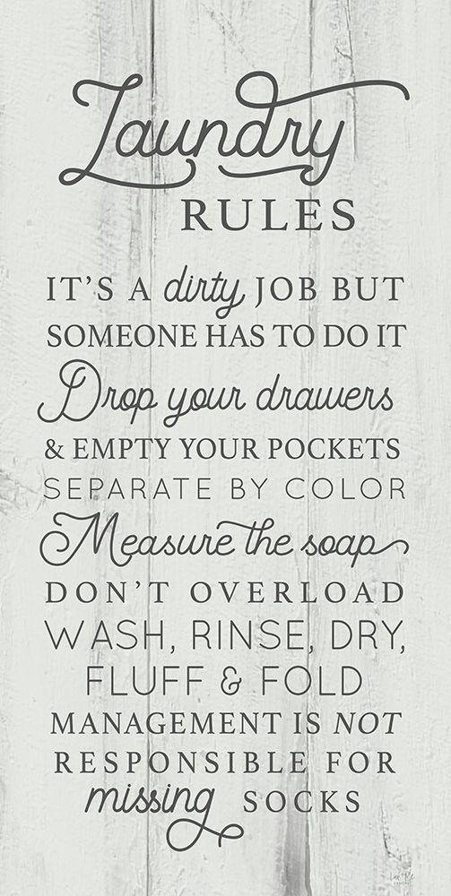 Wall Art Painting id:364000, Name: Laundry Rules, Artist: Lux + Me Designs