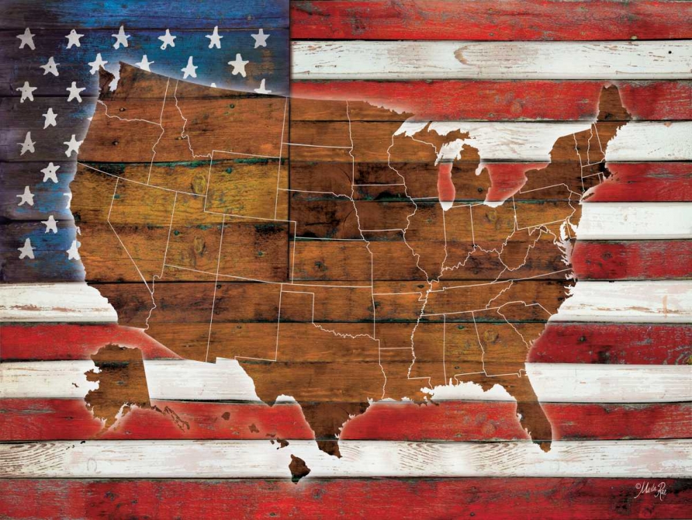 Wall Art Painting id:97285, Name: American Flag USA Map , Artist: Rae, Marla