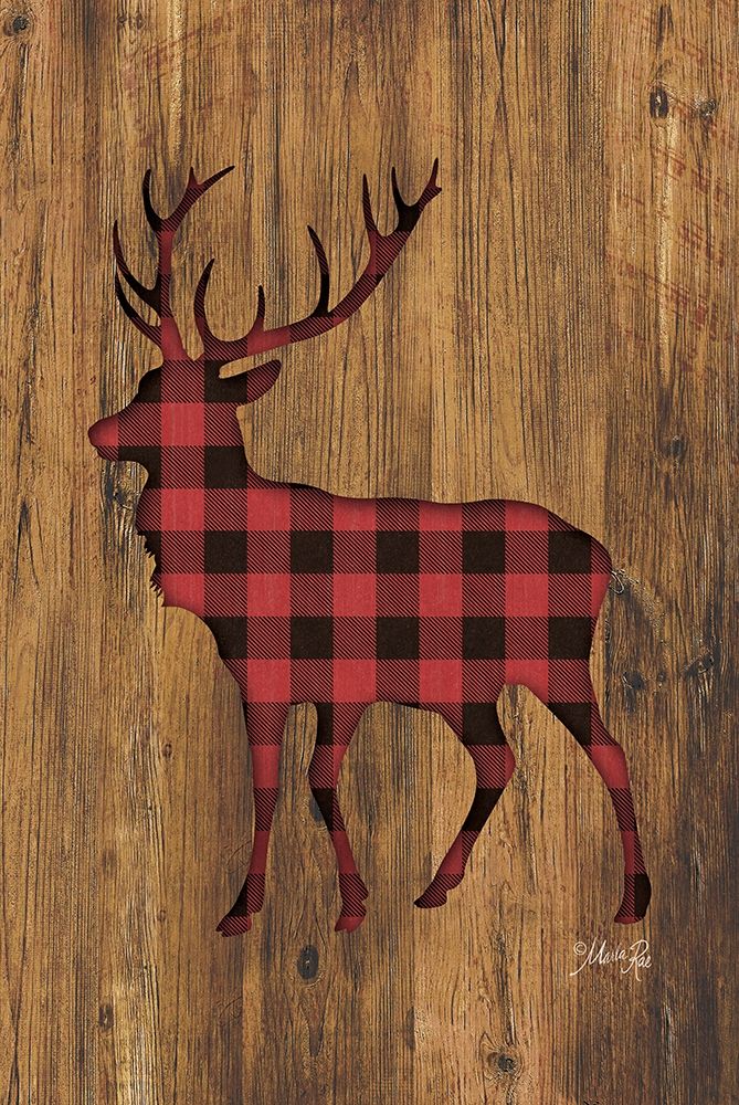 Wall Art Painting id:209138, Name: Buffalo Plaid Deer, Artist: Rae, Marla