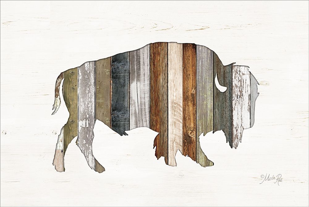 Wall Art Painting id:209139, Name: Wood Slat Bison, Artist: Rae, Marla