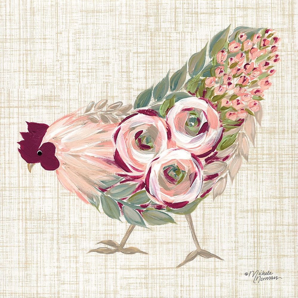 Wall Art Painting id:262334, Name: Botanical Rooster II, Artist: Norman, Michele