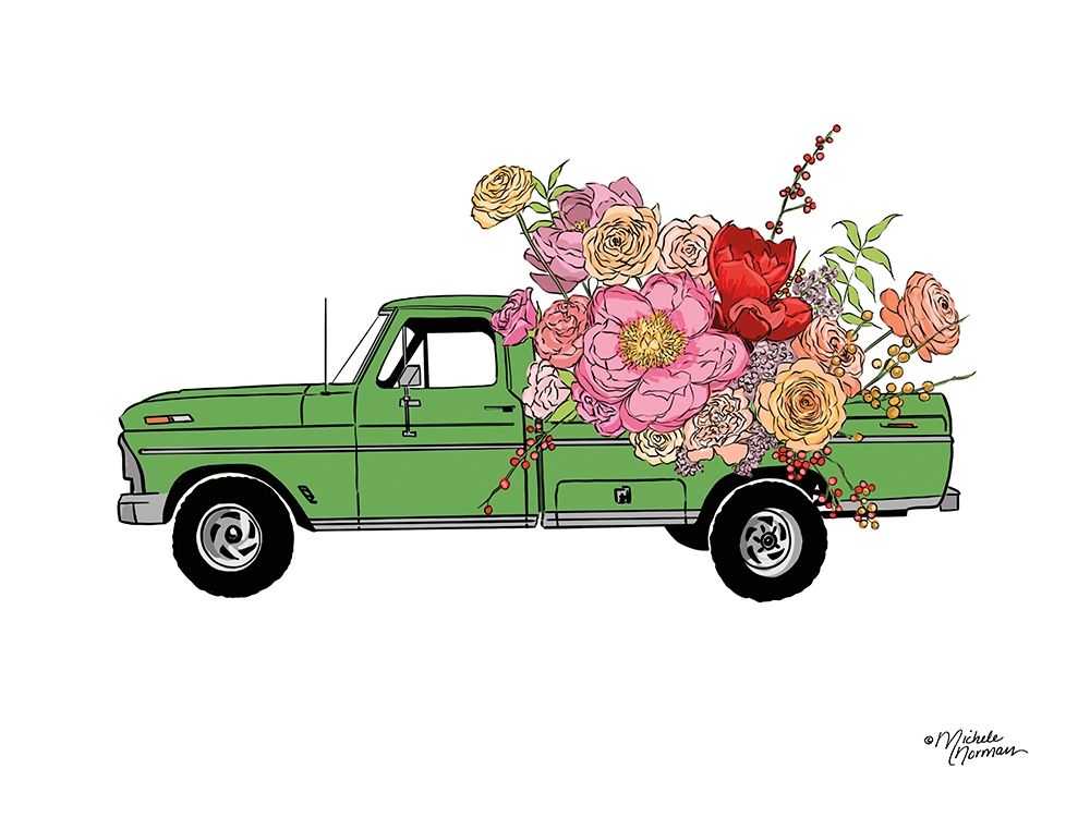 Wall Art Painting id:262670, Name: Floral Truck, Artist: Norman, Michele