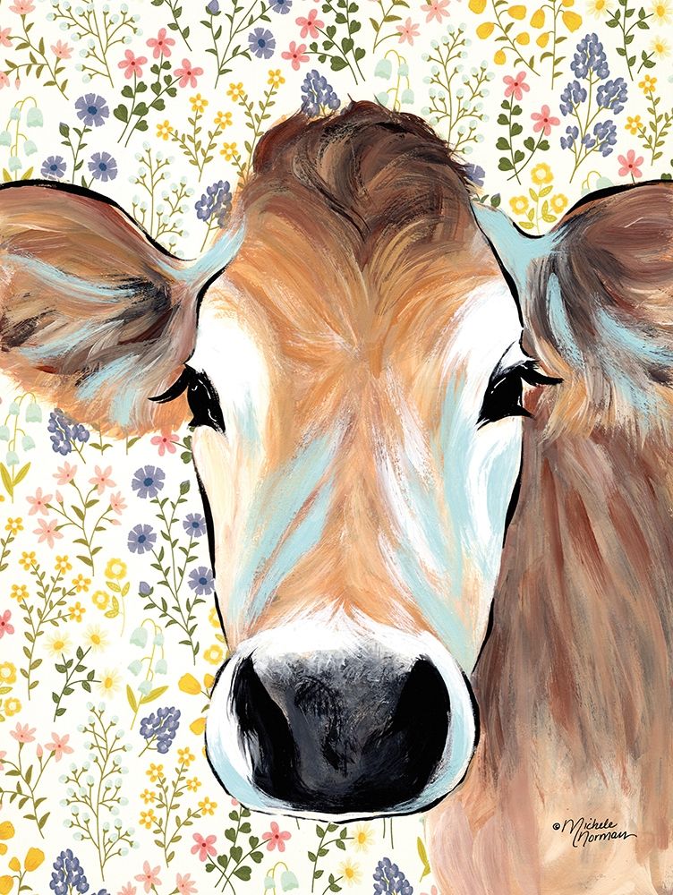 Wall Art Painting id:262345, Name: Bluebell Cow, Artist: Norman, Michele