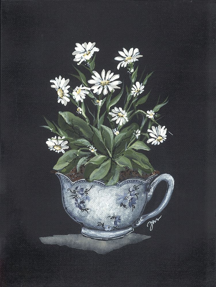 Wall Art Painting id:413717, Name: Tea Cup Daisies, Artist: Norkus, Julie