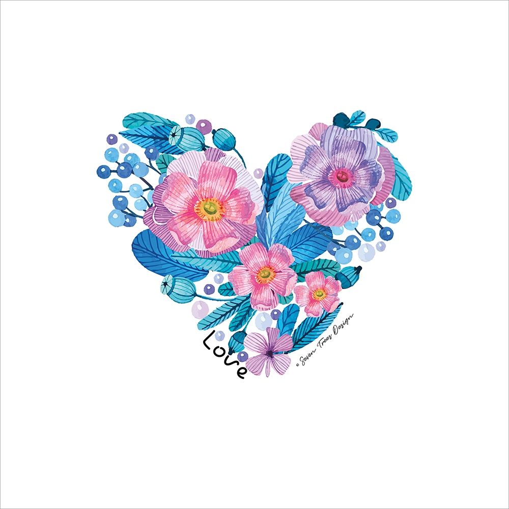Wall Art Painting id:201478, Name: Floral Love Heart, Artist: Seven Trees Design