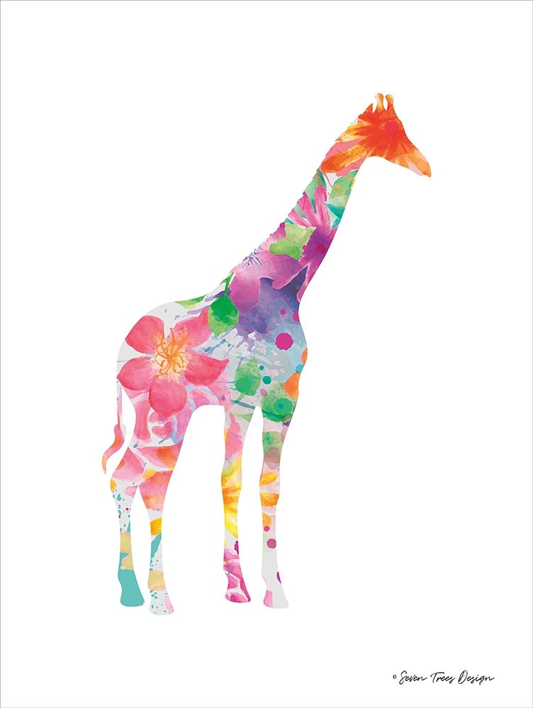 Wall Art Painting id:209157, Name: Floral Giraffe, Artist: Seven Trees Design