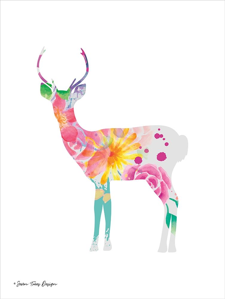Wall Art Painting id:209158, Name: Floral Deer, Artist: Seven Trees Design