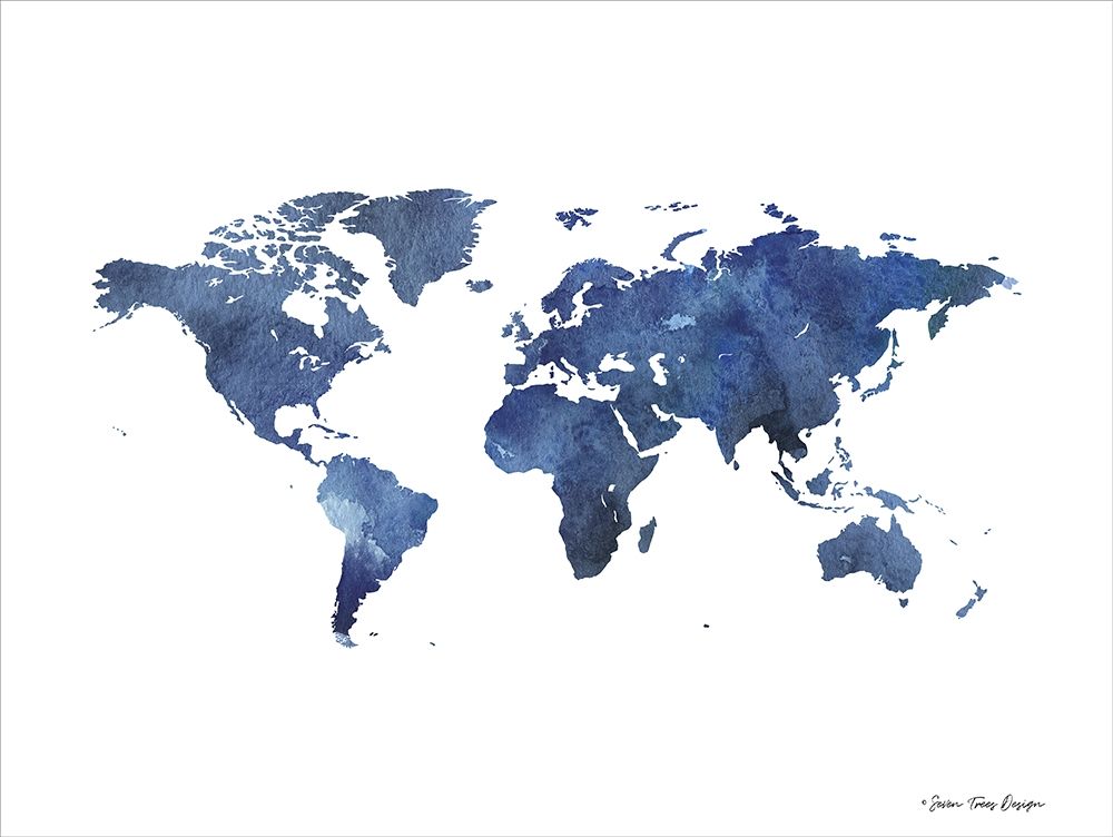 Wall Art Painting id:282291, Name: Watercolor World in Dark Blues, Artist: Seven Trees Design
