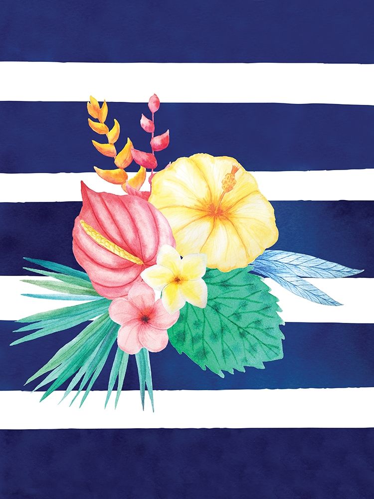 Wall Art Painting id:262748, Name: Watercolor Flowers Blue Lines I, Artist: Seven Trees Design