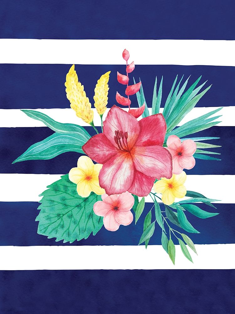 Wall Art Painting id:262749, Name: Watercolor Flowers Blue Lines II, Artist: Seven Trees Design