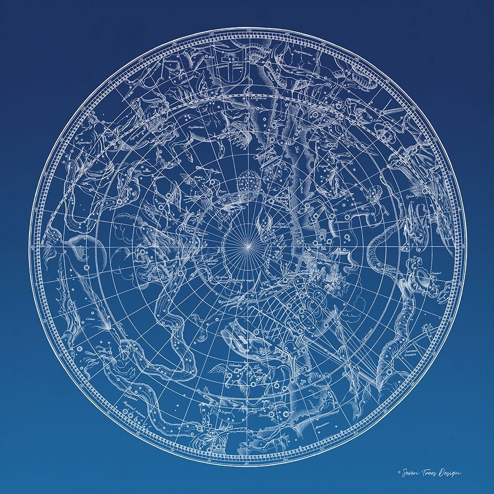 Wall Art Painting id:283554, Name: Constellations Map I, Artist: Seven Trees Design