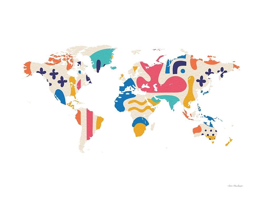Wall Art Painting id:428367, Name: Abstract Colorful World Map, Artist: Seven Trees Design