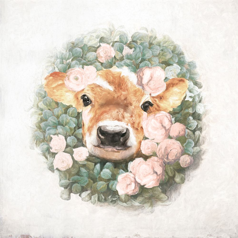 Wall Art Painting id:460687, Name: Floral Wreath Calf, Artist: White Ladder