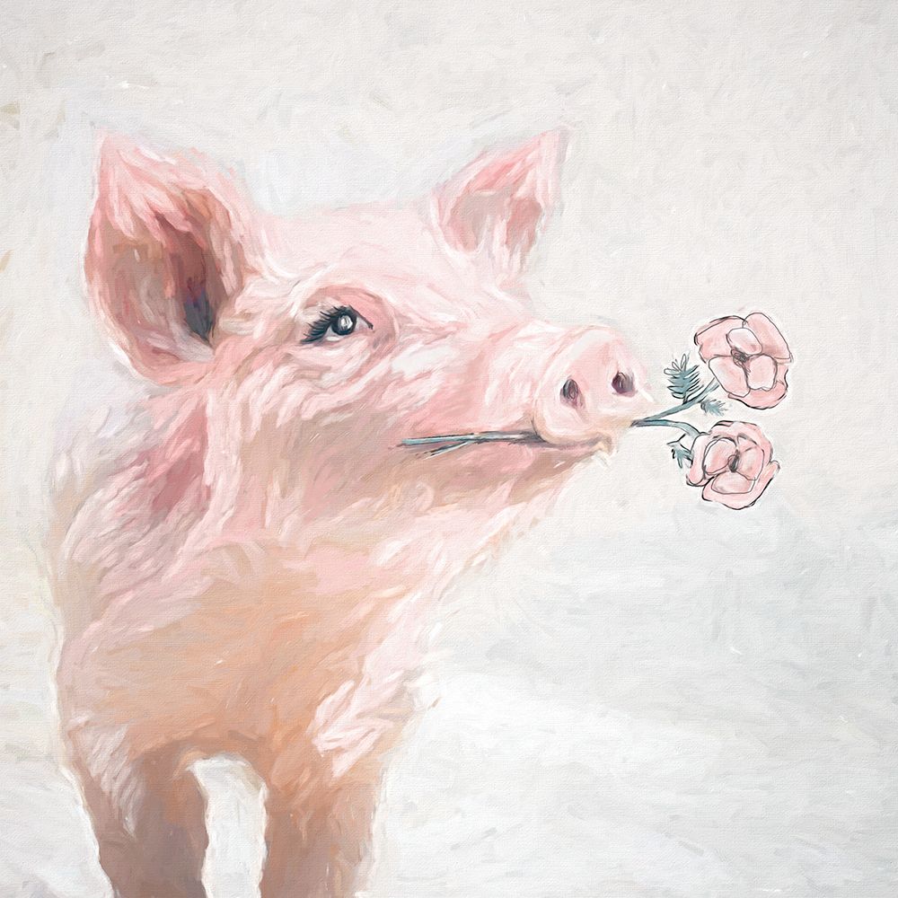 Wall Art Painting id:460691, Name: Pretty Pink Pig, Artist: White Ladder