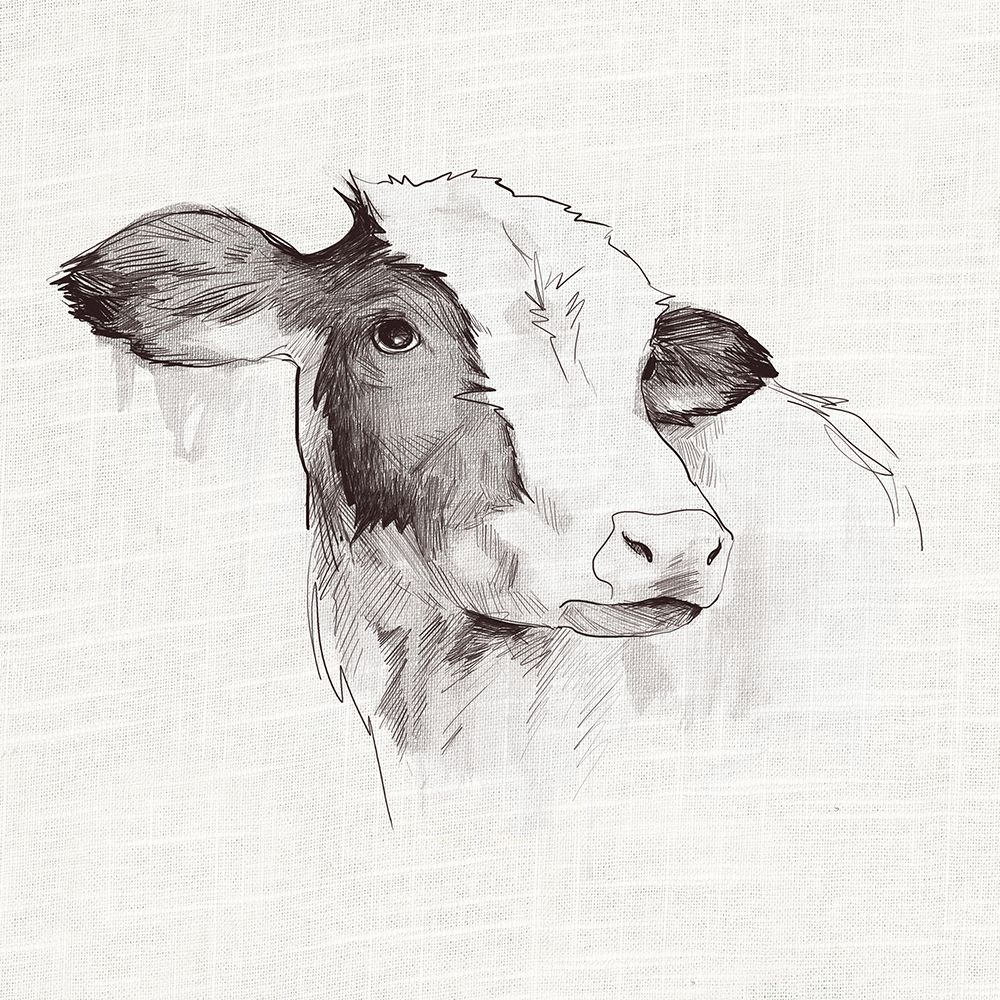 Wall Art Painting id:460693, Name: Cow Ink Drawing, Artist: White Ladder