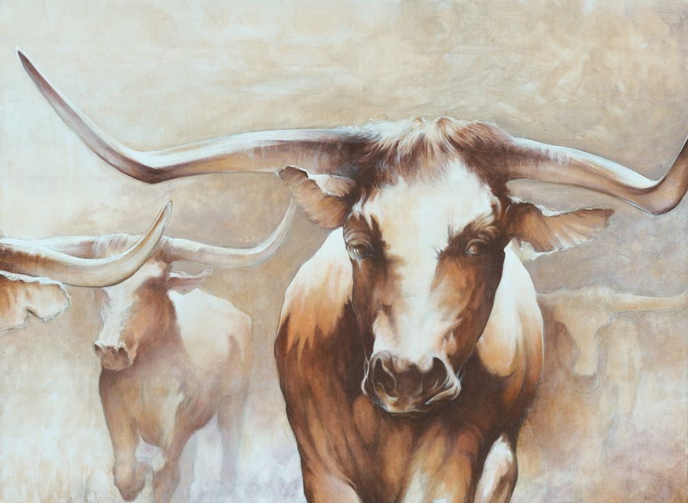 Wall Art Painting id:460697, Name: Longhorn Herd, Artist: White Ladder