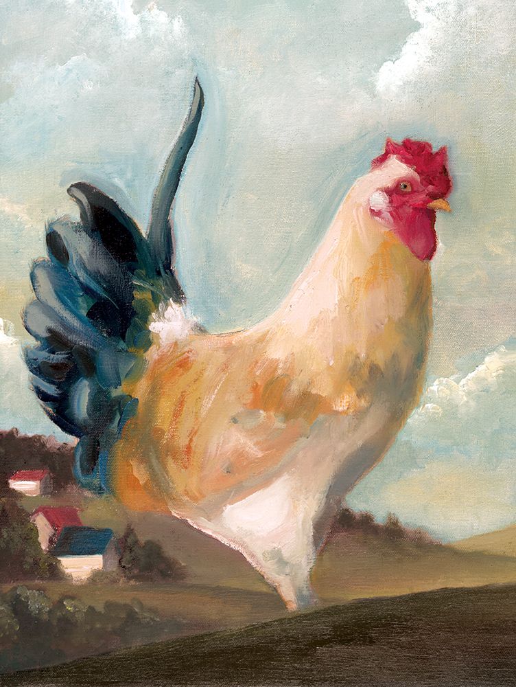 Wall Art Painting id:460698, Name: Hillside Rooster I, Artist: White Ladder