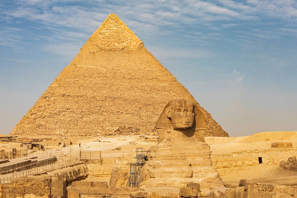 Wall Art Painting id:398715, Name: Africa-Egypt-Cairo Giza plateau Great Sphinx of Giza in front of the Pyramid of Khafre, Artist: Wilson, Emily