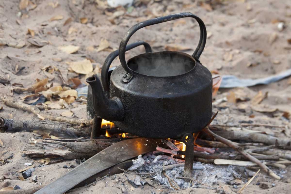 Wall Art Painting id:130173, Name: Namibia, Nhoma Kettle heats on an open fire, Artist: Kaveney, Wendy