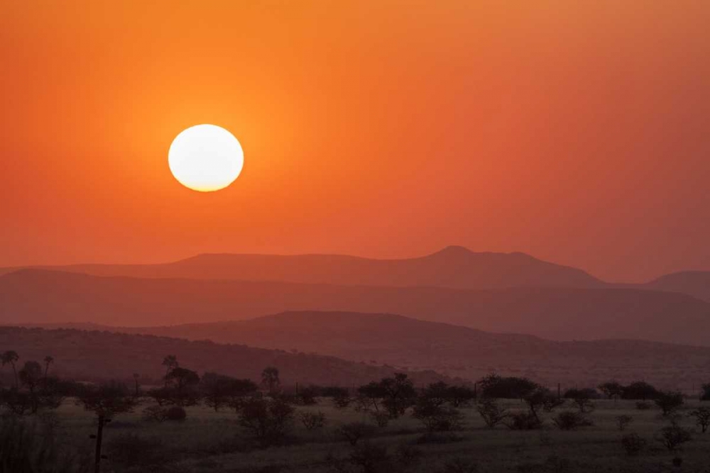 Wall Art Painting id:130549, Name: Namibia, Damaraland Orange sunset over mountains, Artist: Kaveney, Wendy