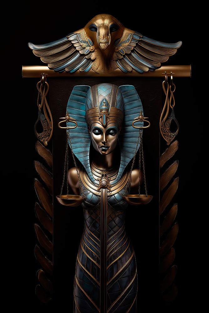 Wall Art Painting id:737331, Name: Egyptian balance scale to weigh ones heart. AI Generated., Artist: Jaynes Gallery