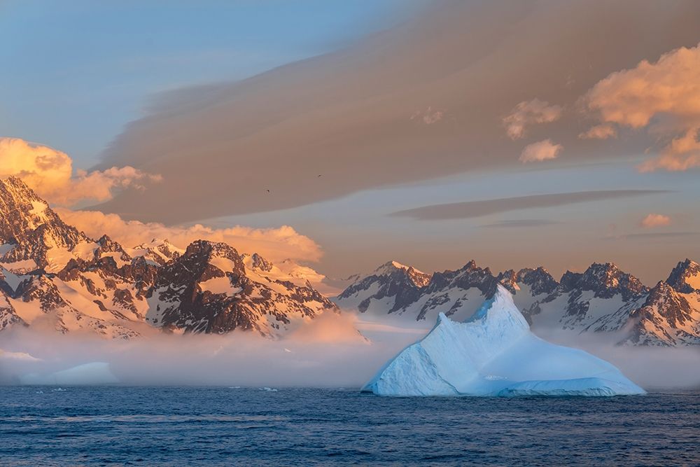 Wall Art Painting id:398983, Name: Antarctica-South Georgia Island-Coopers Bay Iceberg and mountains at sunrise , Artist: Jaynes Gallery