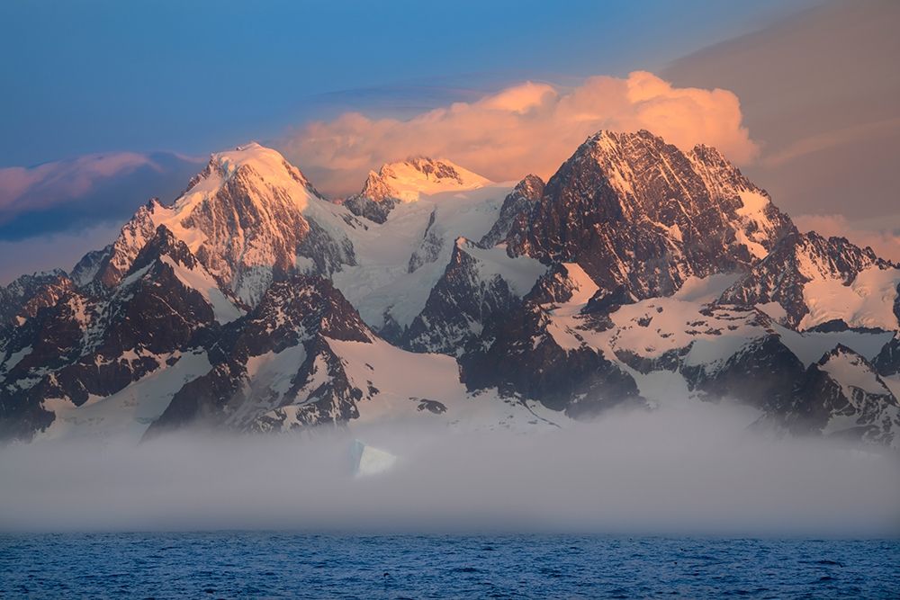 Wall Art Painting id:398991, Name: Antarctica-South Georgia Island-Coopers Bay Iceberg and mountains at sunrise , Artist: Jaynes Gallery