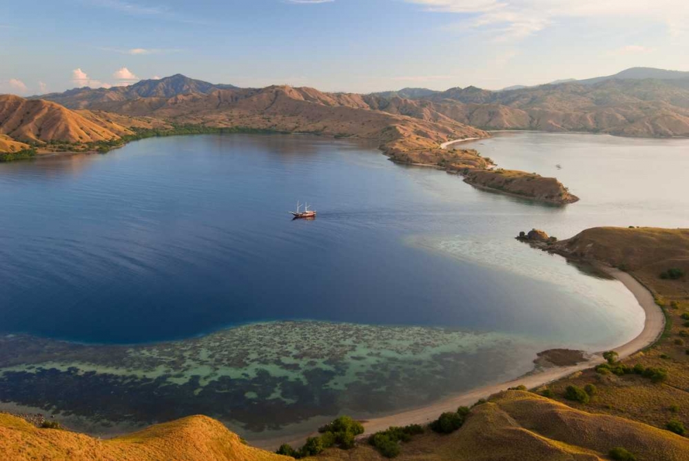 Wall Art Painting id:134234, Name: Schooner in harbor, Komodo NP, Indonesia, Artist: Shimlock, Jones