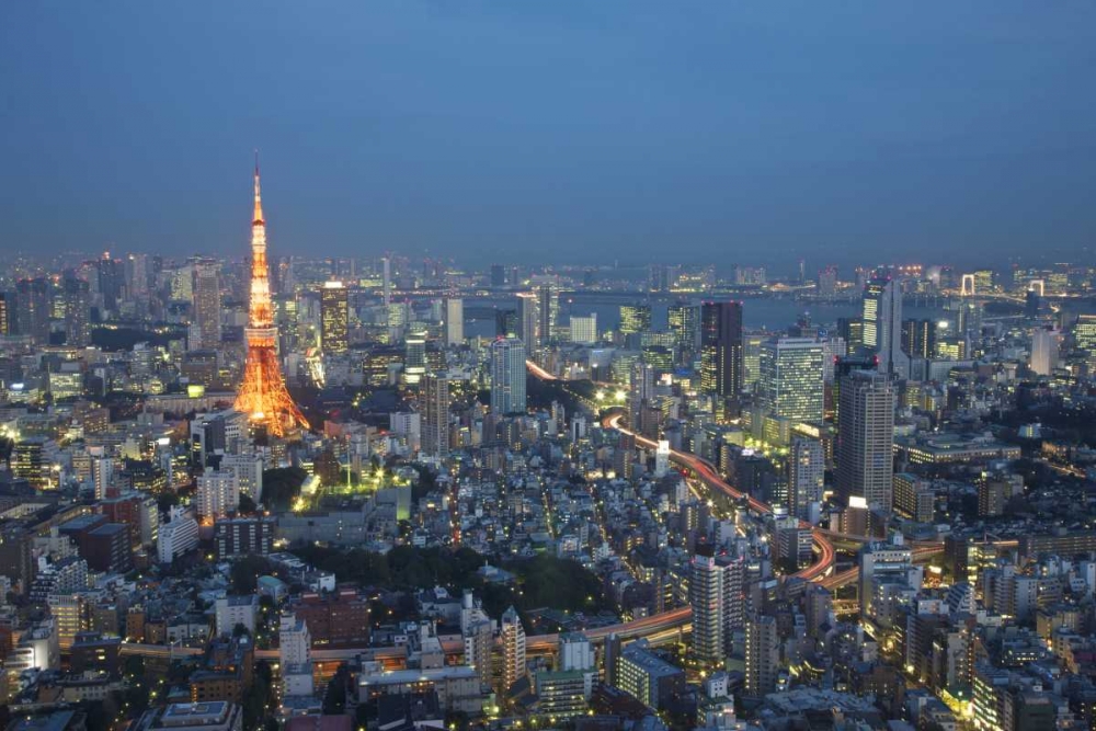 Wall Art Painting id:126930, Name: Japan, Tokyo Sunset aerial of downtown, Artist: Anon, Josh