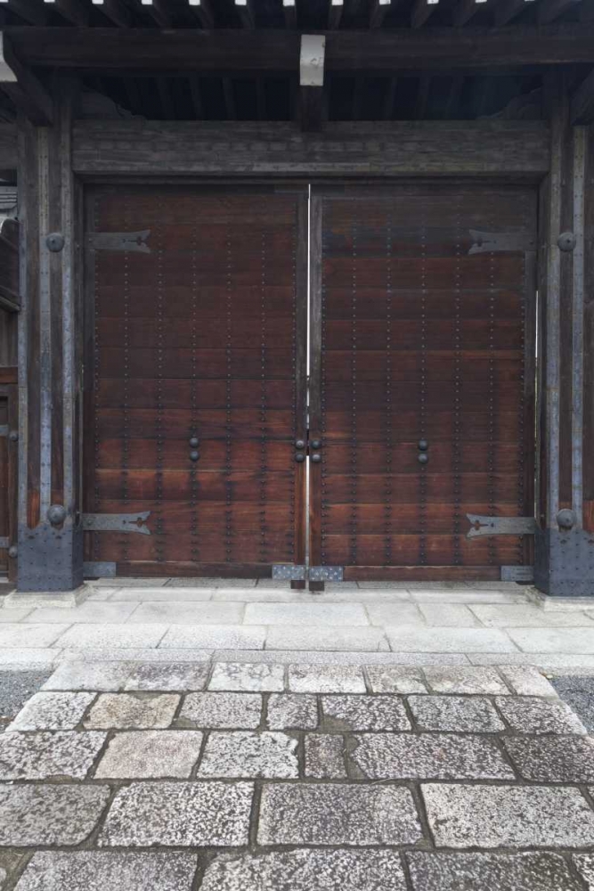 Wall Art Painting id:127650, Name: Japan, Kyoto Double wooden doors on building, Artist: Flaherty, Dennis