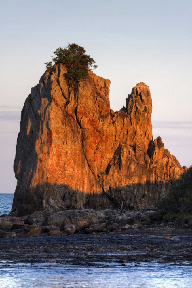 Wall Art Painting id:127687, Name: Japan, Wakagama  Hashiguiiwa Rocks at sunset, Artist: Flaherty, Dennis