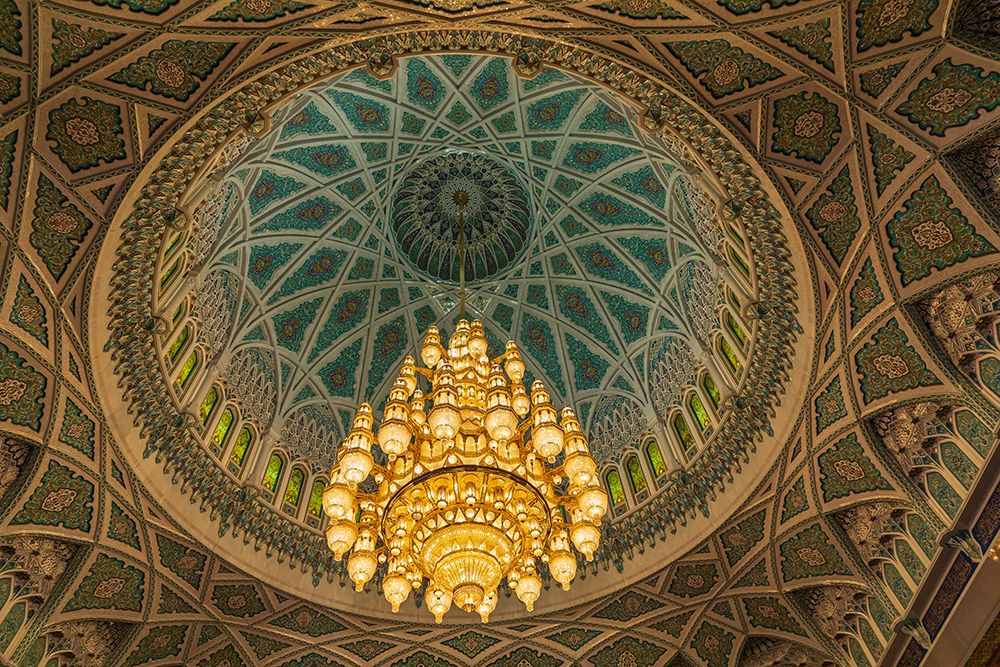 Wall Art Painting id:517635, Name: Middle East-Arabian Peninsula-Oman-Muscat-Chandelier-Sultan Qaboos Grand Mosque in Muscat, Artist: Wilson, Emily