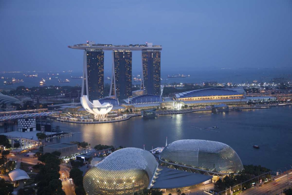 Wall Art Painting id:136722, Name: Singapore Sunrise over the downtown cityscape, Artist: Zuckerman, Jim