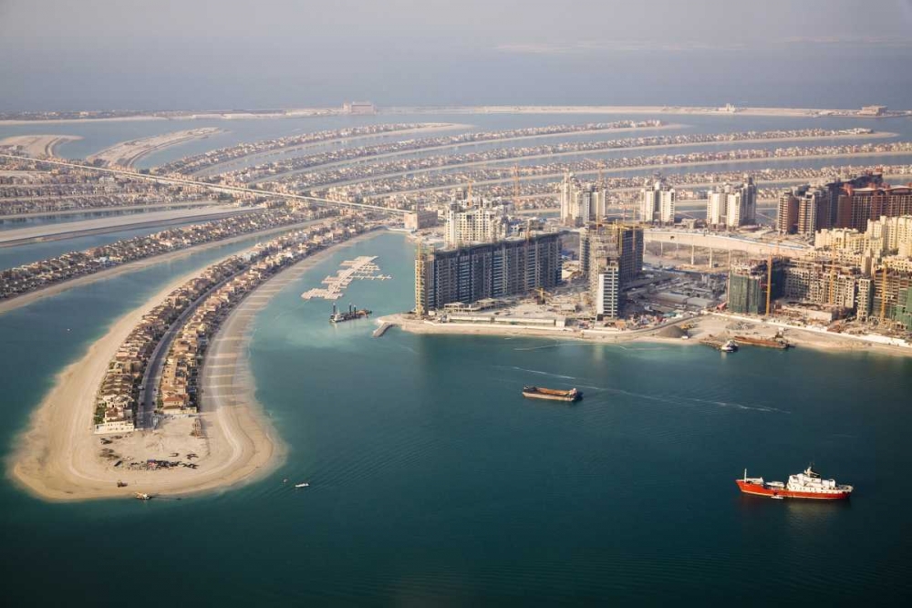 Wall Art Painting id:136283, Name: UAE, Dubai Aerial of Palm Jumeirah islands, Artist: Young, Bill