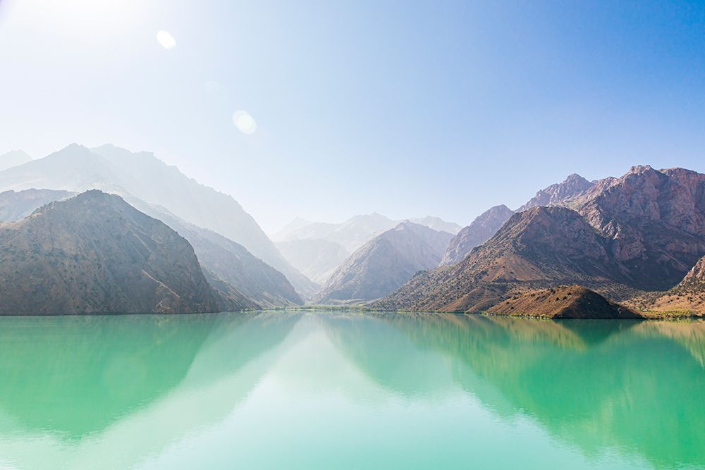 Wall Art Painting id:512370, Name: Iskanderkul-Sughd Province-Tajikistan Misty mountains above Iskanderkul Lake, Artist: Wilson, Emily