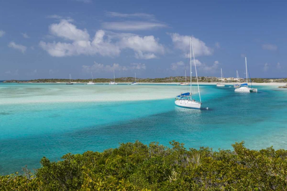 Wall Art Painting id:131881, Name: Bahamas, Exuma Island Moored sailboats, Artist: Paulson, Don