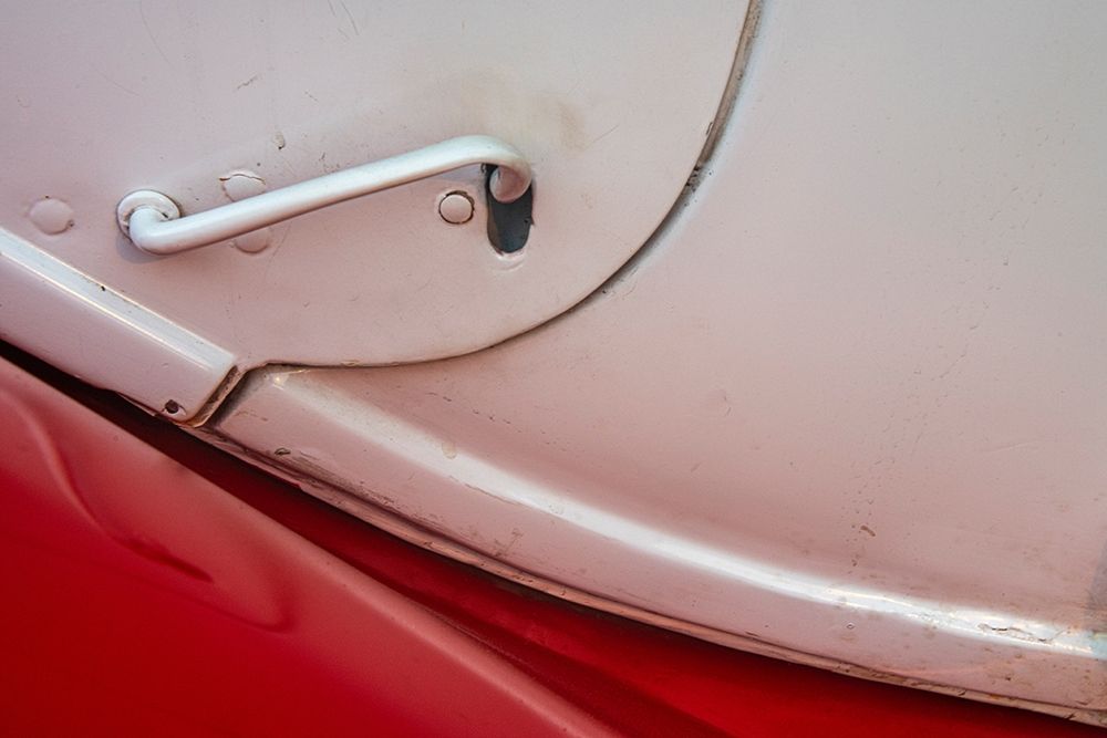 Wall Art Painting id:399461, Name: Detail of red and white classic American Ford in Habana-Havana-Cuba, Artist: Miglavs, Janis