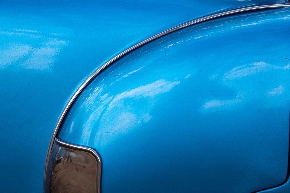 Wall Art Painting id:399476, Name: Detail of rear fender on classic blue American Chevrolet in Vinales-Vinales Valley-Cuba, Artist: Miglavs, Janis