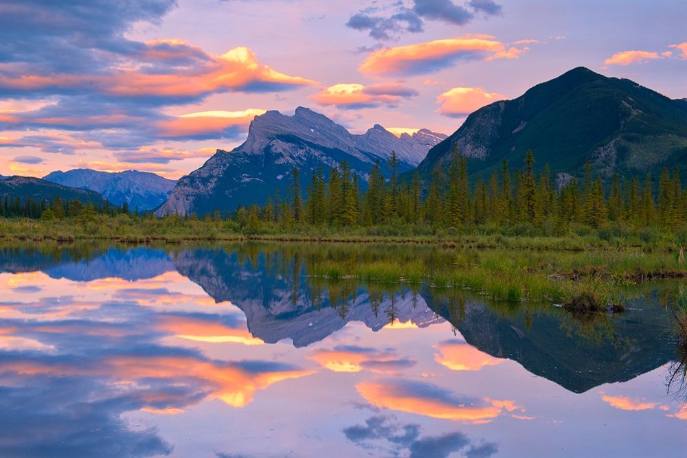 Wall Art Painting id:399626, Name: Canada-Alberta-Banff National Park Reflections in lake at sunset, Artist: Jaynes Gallery