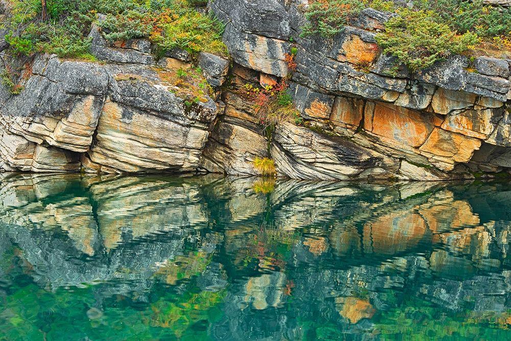 Wall Art Painting id:399648, Name: Canada-Alberta-Jasper National Park Reflection of rocks in Horseshoe Lake, Artist: Jaynes Gallery