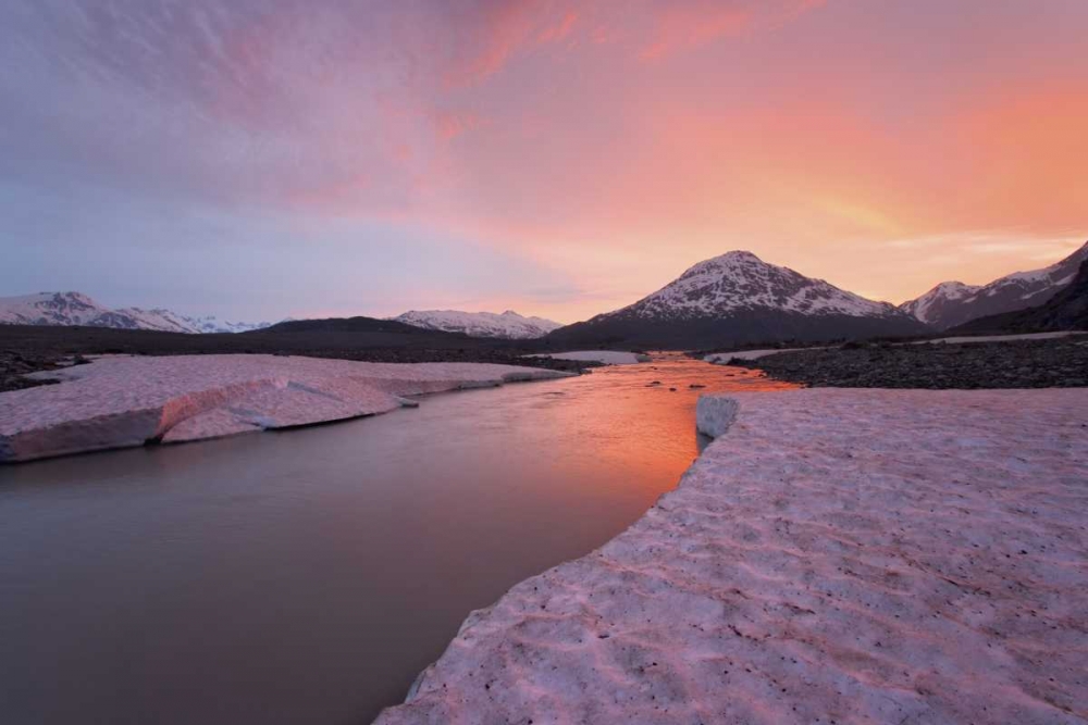 Wall Art Painting id:132192, Name: Canada, BC, View of Alsek River at sunset, Artist: Paulson, Don