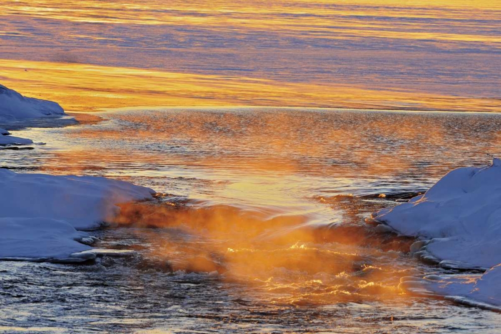 Wall Art Painting id:128653, Name: Canada, Manitoba Mist rising off Setting Lake, Artist: Grandmaison, Mike