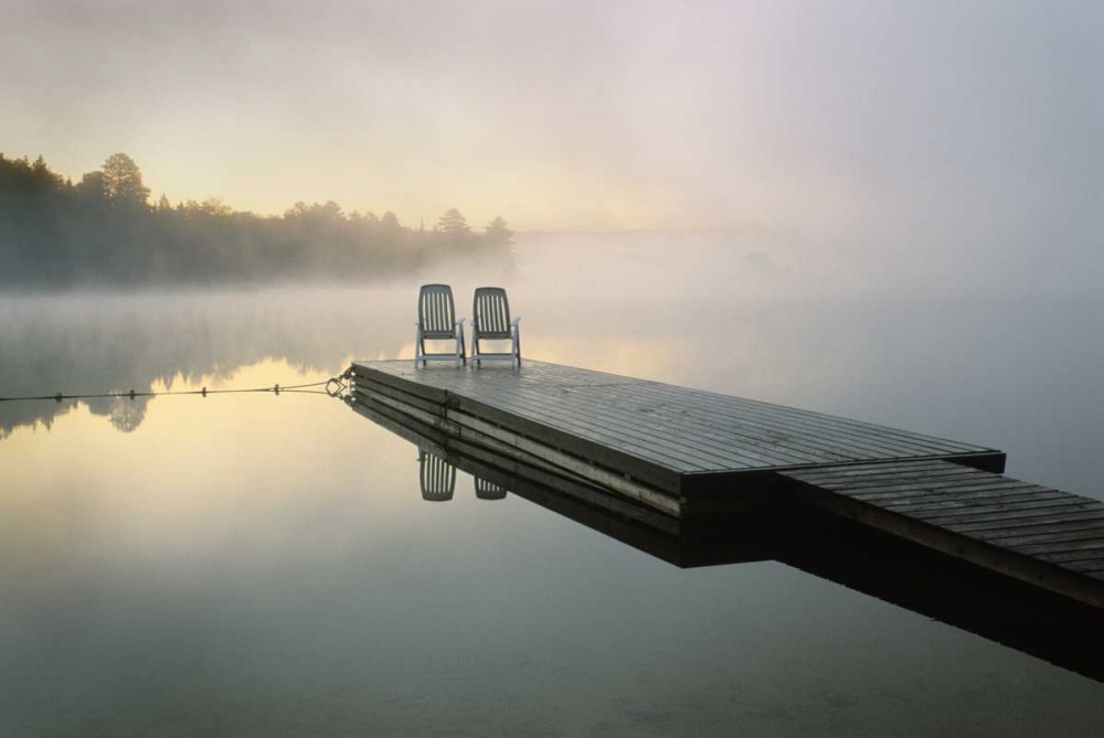 Wall Art Painting id:133894, Name: Canada, Ontario, Algonquin PP, Chairs on dock, Artist: Rotenberg, Nancy