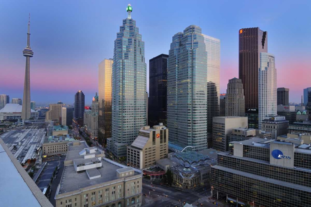 Wall Art Painting id:128466, Name: Toronto City at dusk with CN Tower, Artist: Grandmaison, Mike