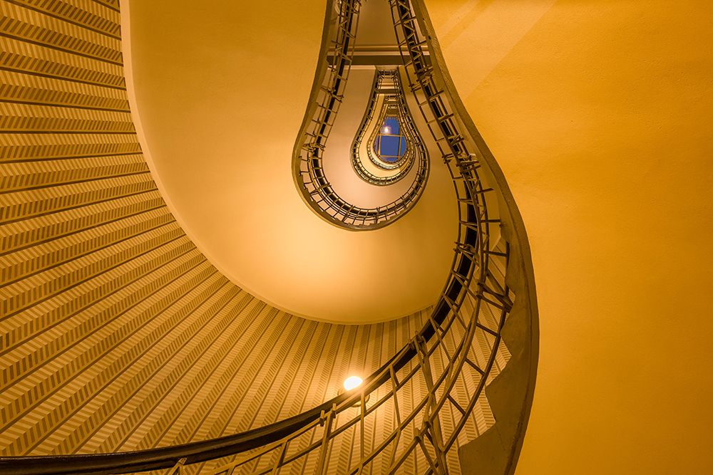 Wall Art Painting id:517862, Name: Europe-Czech Republic-Prague-Spiral staircase in House of the Black Madonna, Artist: Jaynes Gallery