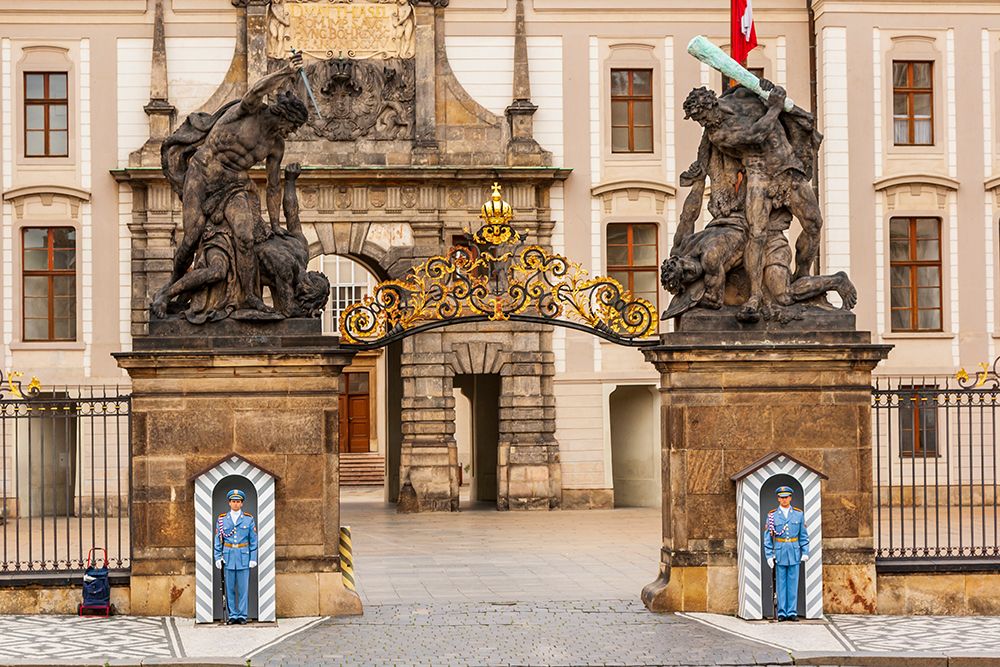 Wall Art Painting id:517873, Name: Prague-Czech Republic-The Matthias Gate at Prague Castle-with guards, Artist: Haseltine, Tom