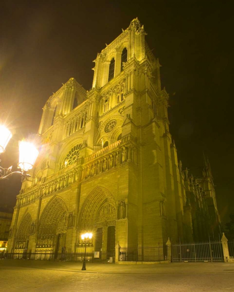 Wall Art Painting id:136792, Name: France, Paris Notre Dame Cathedral lit at night, Artist: Zuckerman, Jim